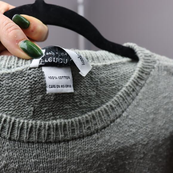 French Creek Sheep & Wool Co. Gray-Green 100% Cotton Sweater Dress Size L - Picture 4 of 5